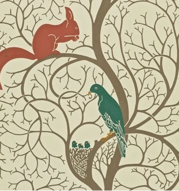 Sanderson wallpaper- the Squirrel & Dove range